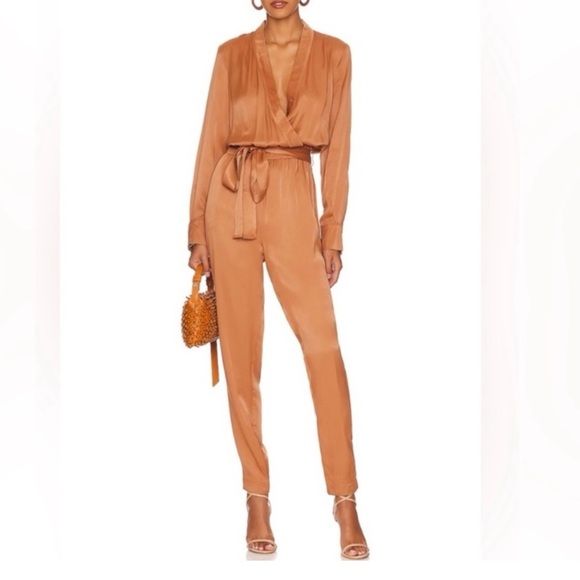 LBLC the Label Satin Rust Jumpsuit NWT Size XS - Picture 1 of 5